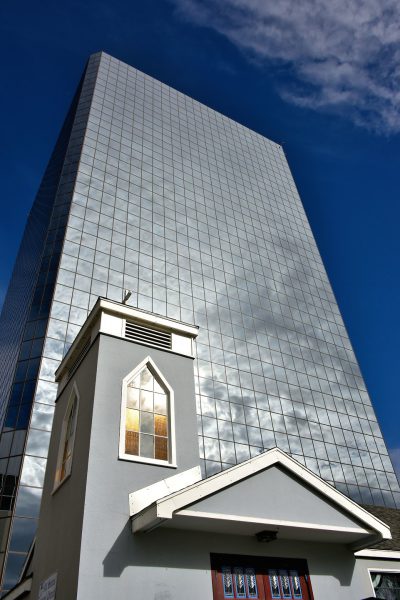 Contrast of Church and State Buildings in Anchorage, Alaska - Encircle Photos