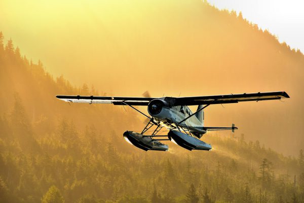 Floatplane Taking Off at Sunrise in Ketchikan, Alaska - Encircle Photos