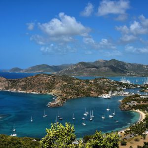 Elevated View of English and Falmouth Harbours in English Harbour, Antigua - Encircle Photos