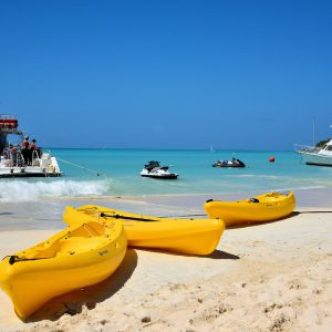 Kayaks on the Beach at Dickenson Bay in St. John’s, Antigua - Encircle Photos