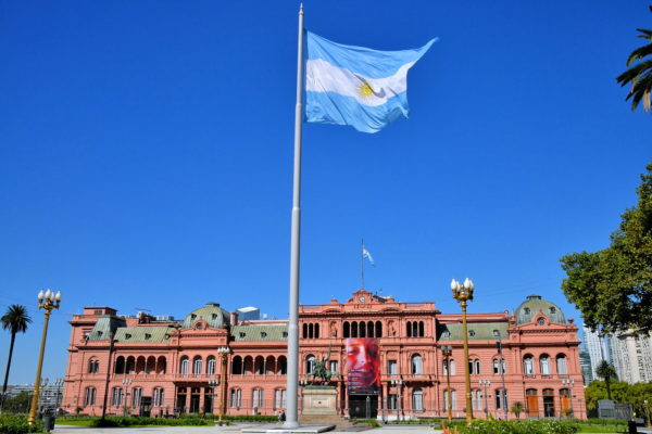 Casa Rosada and Argentine Flag at Plaza de Mayo in Monserrat, Buenos Aires, Argentina - Encircle Photos