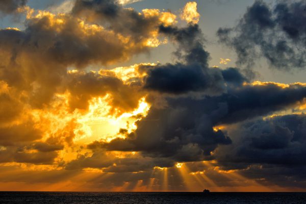 Cruise Ship Sailing Away At Sunset Near Aruba - Encircle Photos