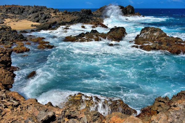 Waves Pounding into Northern Coast in Santa Cruz District, Aruba - Encircle Photos