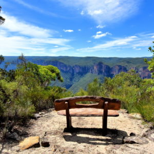 Memorial Bench on Anvil Rock Trail near Blackheath in Blue Mountains, Australia - Encircle Photos