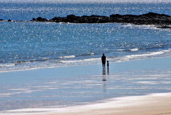 Father and Child Walking in Emu Bay in Burnie, Australia - Encircle Photos
