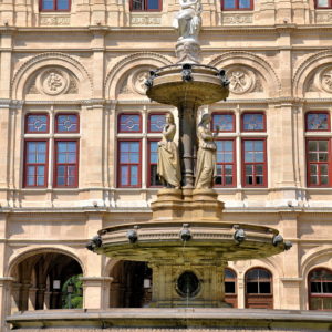 Fountains outside Vienna State Opera in Vienna, Austria - Encircle Photos