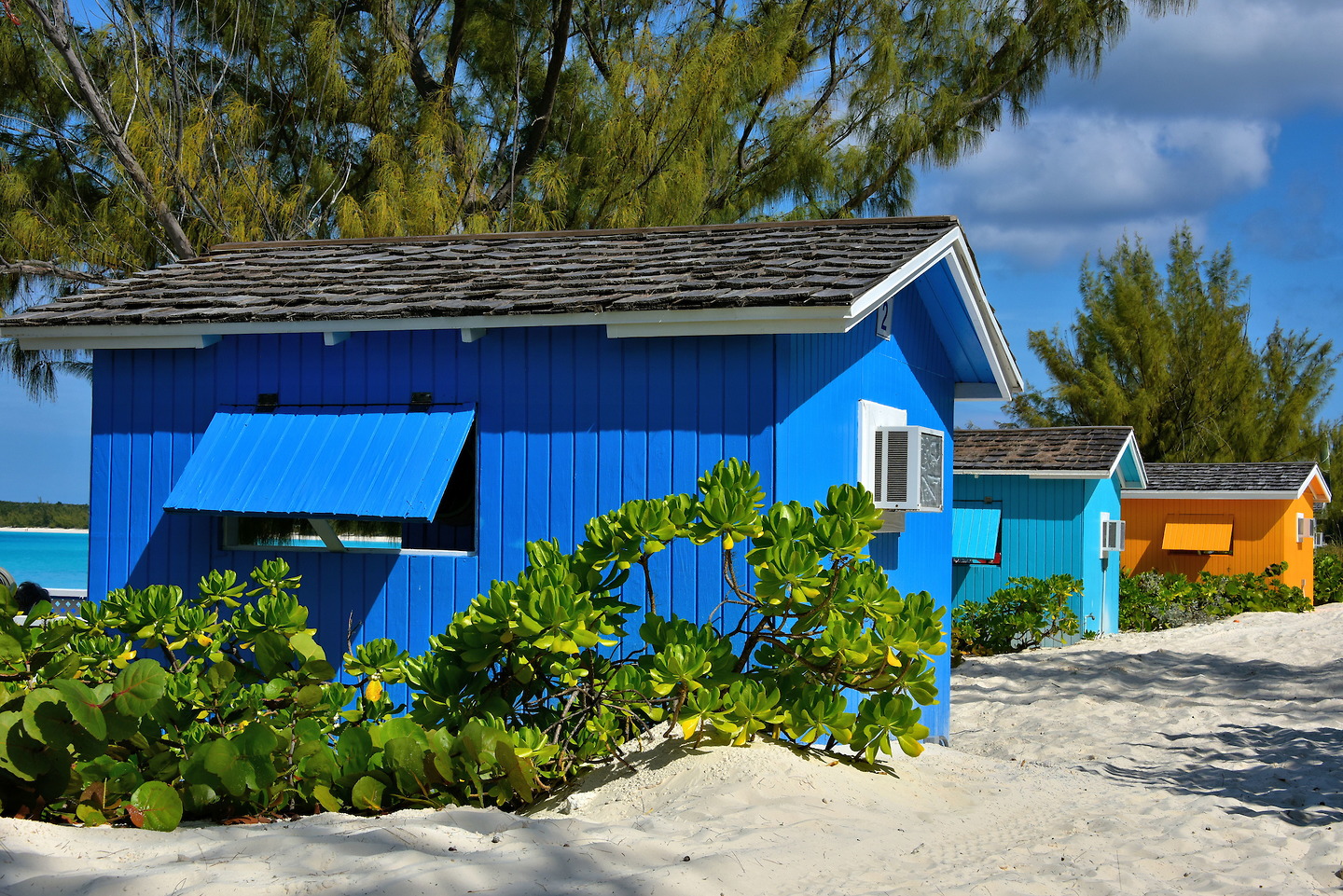 Colorful Private Cabanas at Half Moon Cay, The Bahamas Encircle Photos