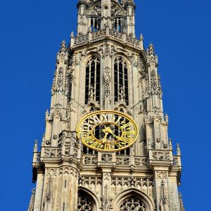 Cathedral of Our Lady Clock Spire Close Up in Antwerp, Belgium - Encircle Photos