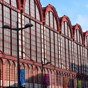 Central Station Red Steel and Glass Train Shed in Antwerp, Belgium - Encircle Photos