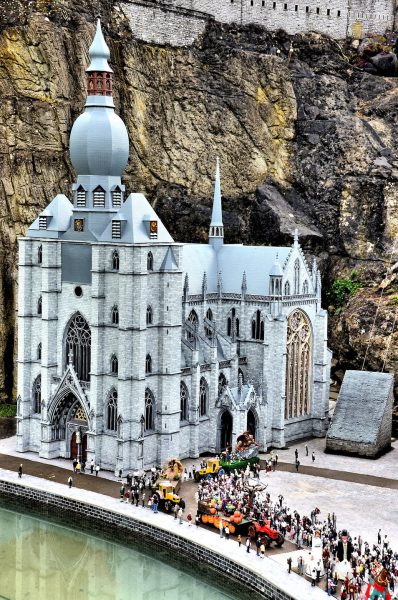 Model of Church of Notre Dame in Dinant at Mini-Europe in Brussels, Belgium - Encircle Photos