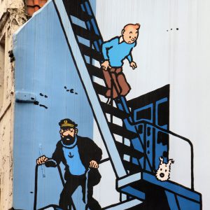 Tintin Comic Mural on Rue de l’Etuve in Brussels, Belgium - Encircle Photos