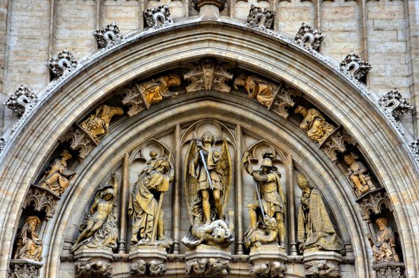 Sculptures in Main Portal of Town Hall in Brussels, Belgium - Encircle Photos