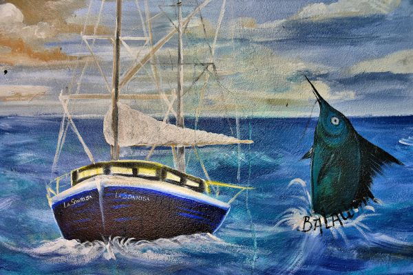 Sailboat and Sailfish Mural in Kralendijk, Bonaire - Encircle Photos