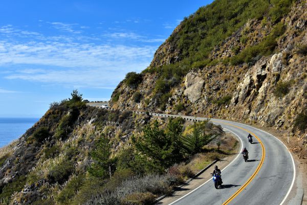 Three Motorcycles on Twisting Road along Big Sur Coast, California - Encircle Photos
