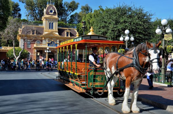 Horse-drawn Streetcar in Town Square at Disneyland in Anaheim, California - Encircle Photos