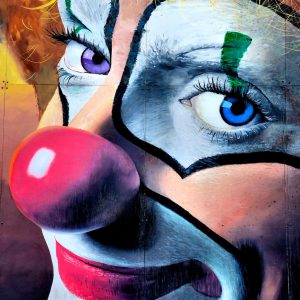 Clown Face Mural at Arkley Performing Arts by Randy Spicer in Eureka, California - Encircle Photos