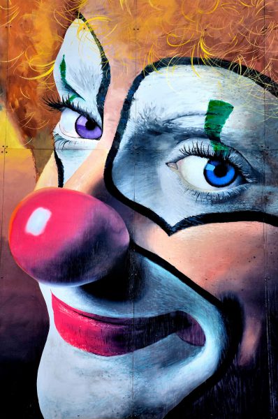 Clown Face Mural at Arkley Performing Arts by Randy Spicer in Eureka, California - Encircle Photos