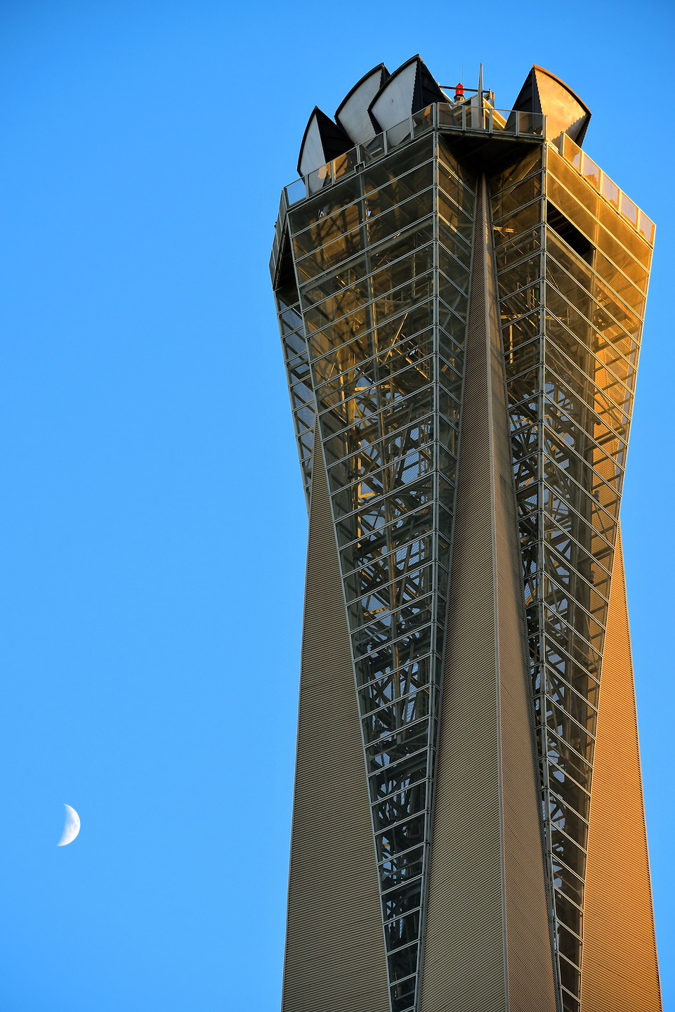 AT&T Microwave Tower and Crescent Moon in Los Angeles, California