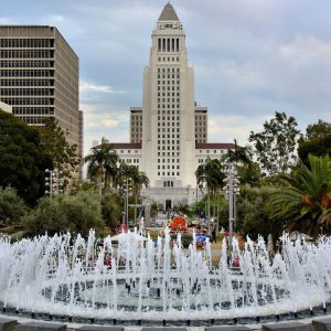 Los Angeles City Hall from Grand Park in Los Angeles, California - Encircle Photos