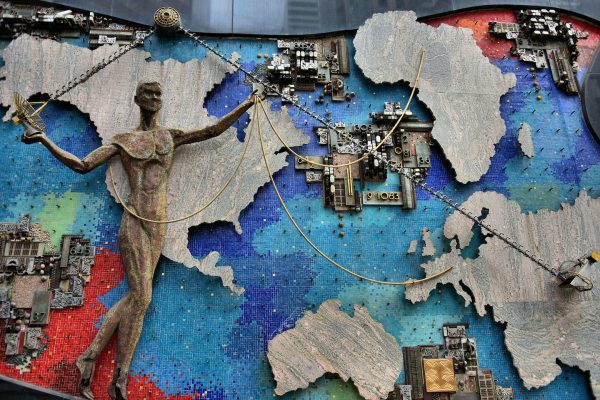 World Map Collage on Madison Complex in Los Angeles, California - Encircle Photos