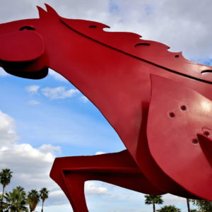 Charger Red Horse Sculpture in Palm Desert, California - Encircle Photos