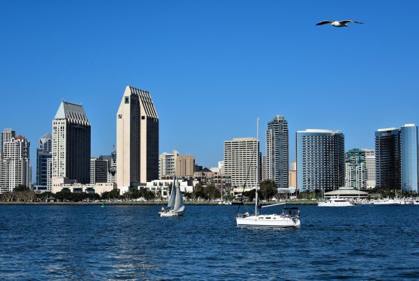 Skyline and Sailboats along San Diego Bay in San Diego, California - Encircle Photos
