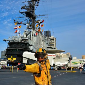 USS Midway Shooter Mannequin on Flight Deck in San Diego, California - Encircle Photos