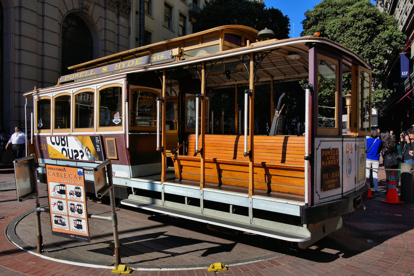 Cable Car on Powell and Market Turntable in San Francisco, California