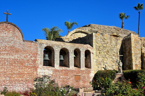 Bell Wall next to Serra’s Chapel at Mission San Juan Capistrano in California - Encircle Photos