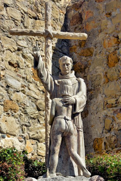 Father Serra and Indian Boy Statue at Mission San Juan Capistrano in California - Encircle Photos