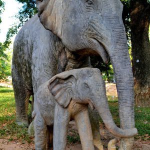 Mother and Calf Elephant Statue in Siem Reap, Cambodia - Encircle Photos
