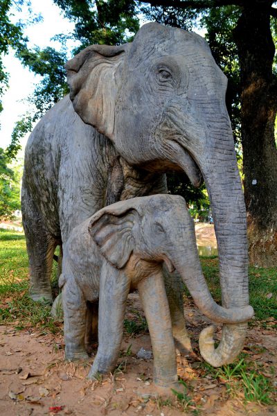 Mother and Calf Elephant Statue in Siem Reap, Cambodia - Encircle Photos