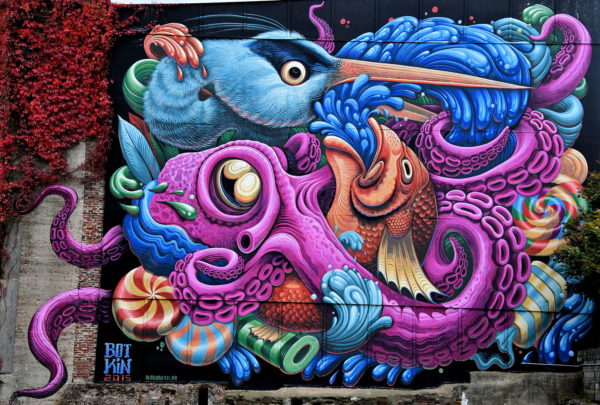 Octopus, Fish and Heron Mural in Halifax, Canada - Encircle Photos