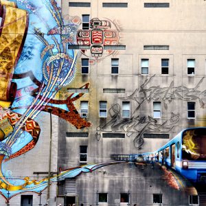 Montreal Metro Mural on Old Brewery Mission Wall in Montreal, Canada - Encircle Photos