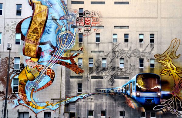 Montreal Metro Mural on Old Brewery Mission Wall in Montreal, Canada - Encircle Photos