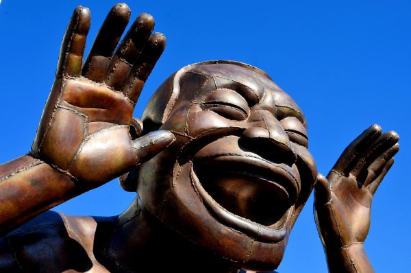 A-maze-ing Laughter Series Statue in Morton Park in Vancouver, Canada - Encircle Photos