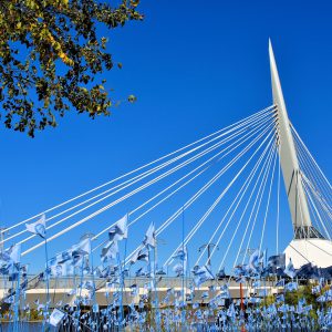 Esplanade Riel and Blue Flags in Winnipeg, Canada - Encircle Photos