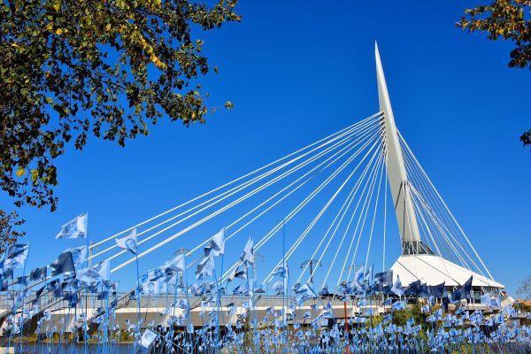 Esplanade Riel and Blue Flags in Winnipeg, Canada - Encircle Photos