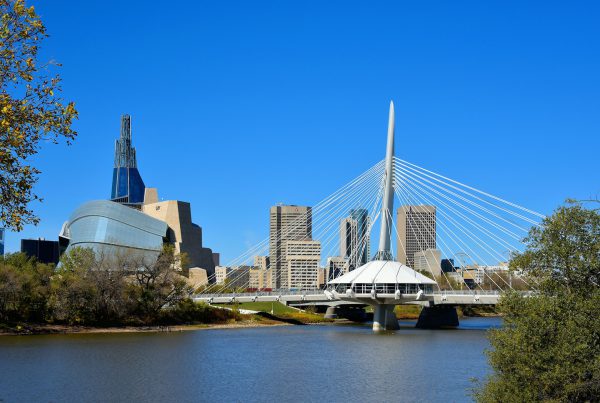 Winnipeg Skyline along Red River, Canada - Encircle Photos