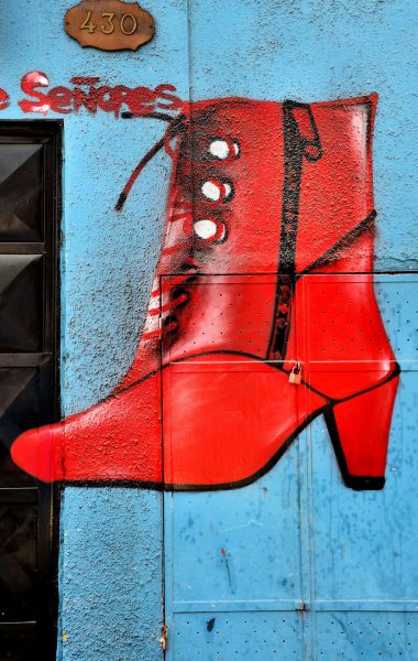 Woman’s Red High Heel Boot Mural in Arica, Chile - Encircle Photos