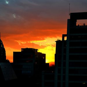 Sunset over the Capital City of Santiago, Chile - Encircle Photos