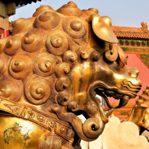Lions at Gate of Heavenly Purity at Forbidden City in Beijing, China - Encircle Photos