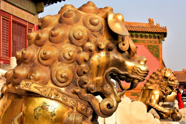 Lions at Gate of Heavenly Purity at Forbidden City in Beijing, China - Encircle Photos