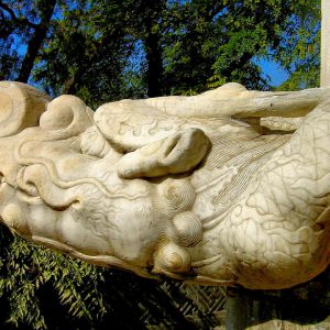 Marble Dragon Head on White Pagoda Staircase in Beihai Park in Beijing, China - Encircle Photos