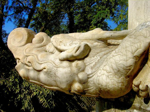 Marble Dragon Head on White Pagoda Staircase in Beihai Park in Beijing, China - Encircle Photos