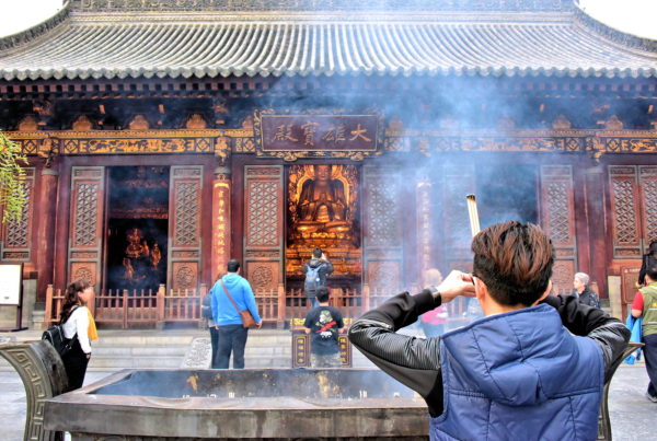 Burning Incense at Mahavira Hall at Daci’en Temple in Xi’an, China - Encircle Photos