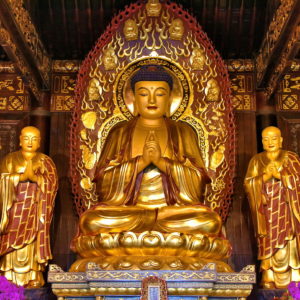 Statues inside Mahavira Hall at Daci’en Temple in Xi’an, China - Encircle Photos