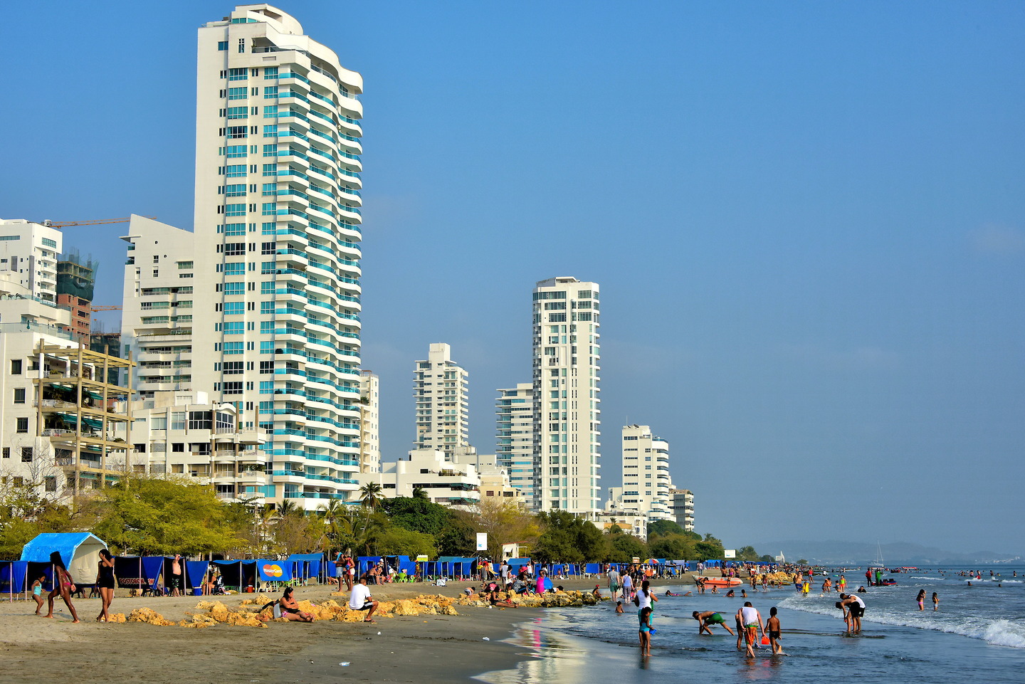 Beach Facing Bay in Bocagrande, Cartagena, Colombia Encircle Photos