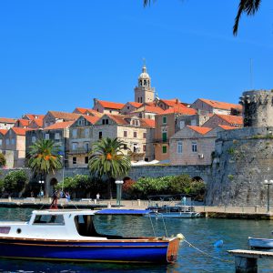 View of Old Town from Luka Korčulanska Bay in Korčula, Croatia - Encircle Photos