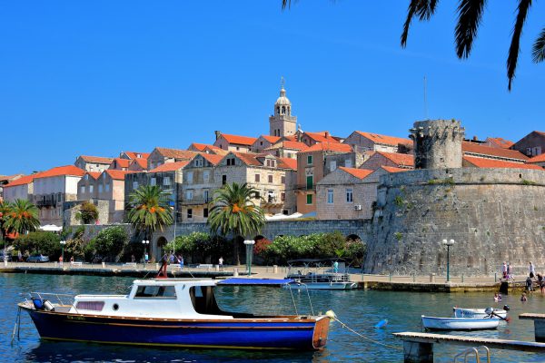 View of Old Town from Luka Korčulanska Bay in Korčula, Croatia - Encircle Photos